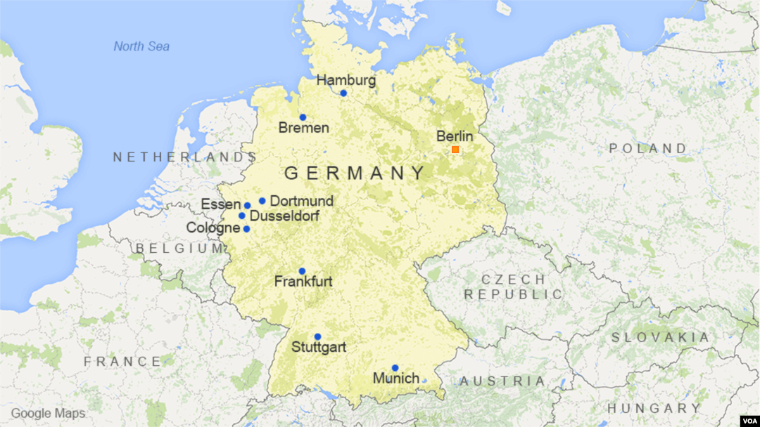 Carte de l'Allemagne pour situer Dusseldorf